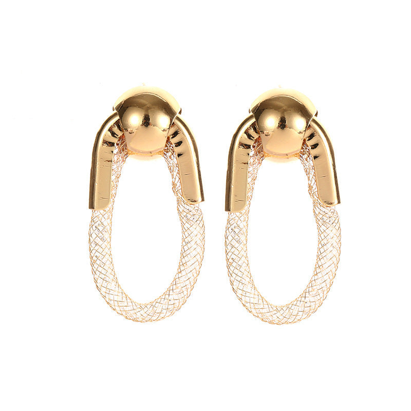 Ladies Hanging Earrings with Innovative, Gold-colored Design All Fashion