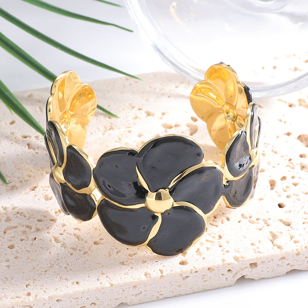 Ladies cuff bracelet with elaborate flower pattern All Fashion