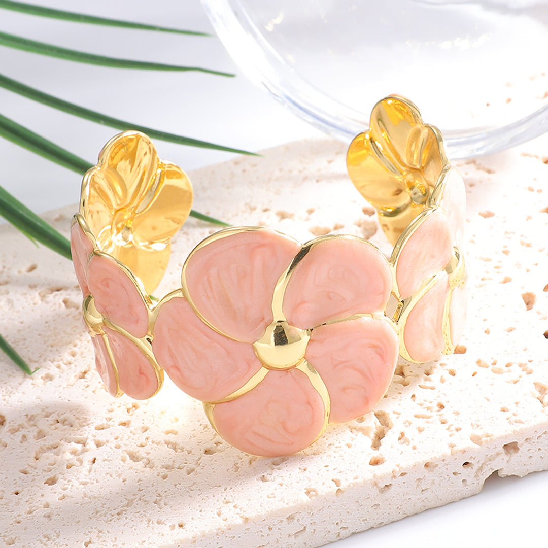 Ladies cuff bracelet with elaborate flower pattern All Fashion