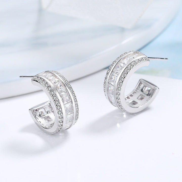 Women's stud earrings with elegant crystal and zirconia embellishment All Fashion