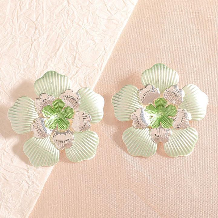 Ladies' flower earrings with intricate design and glossy accents All Fashion