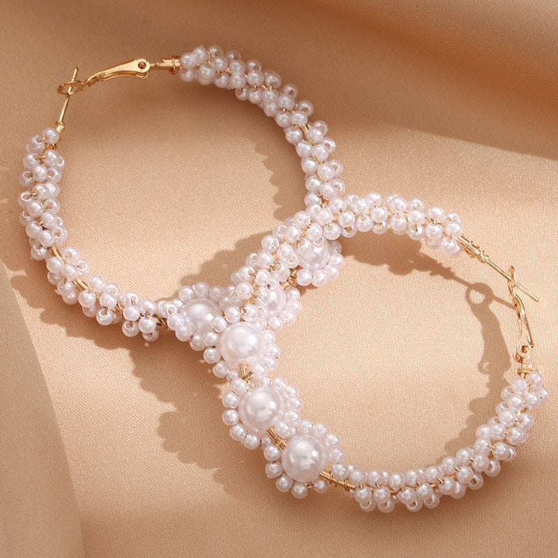 Women’s hoops with artistic pearl design All Fashion
