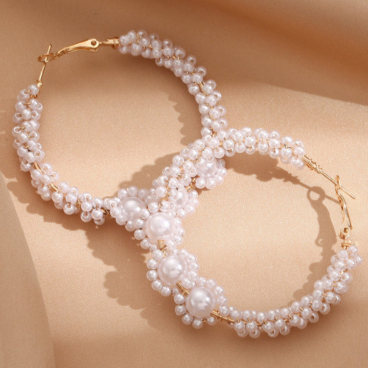Women’s hoops with artistic pearl design All Fashion