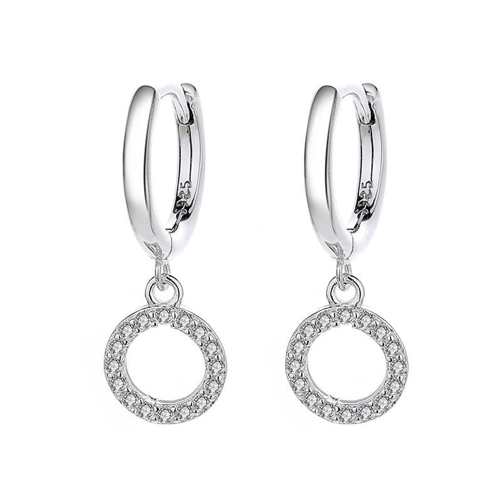 Women's earrings with sparkling circle pendant All Fashion