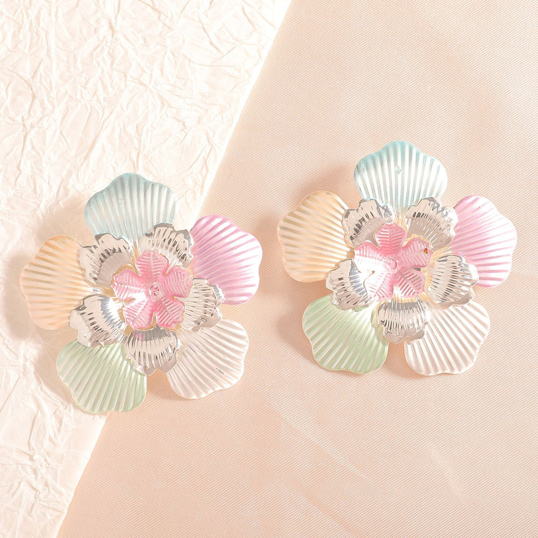 Ladies' flower earrings with intricate design and glossy accents All Fashion