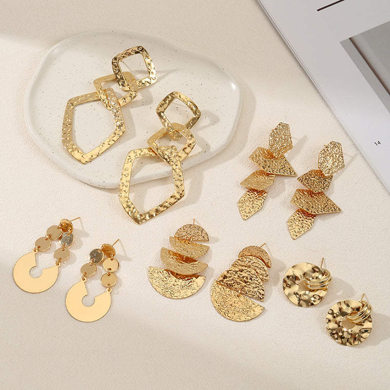 Women's elegant earrings with rustic, folded design All Fashion