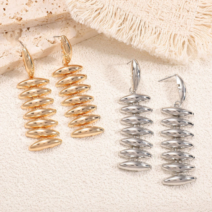 Ladies Hanging Earrings in Modern Spiral Design All Fashion