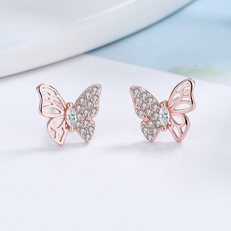 Ladies earrings in an elegant butterfly design with sparkling zirconia All Fashion