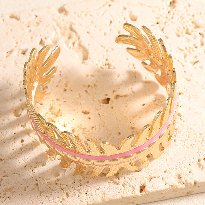 Women Open Bangle in Elegant Leaf Design All Fashion
