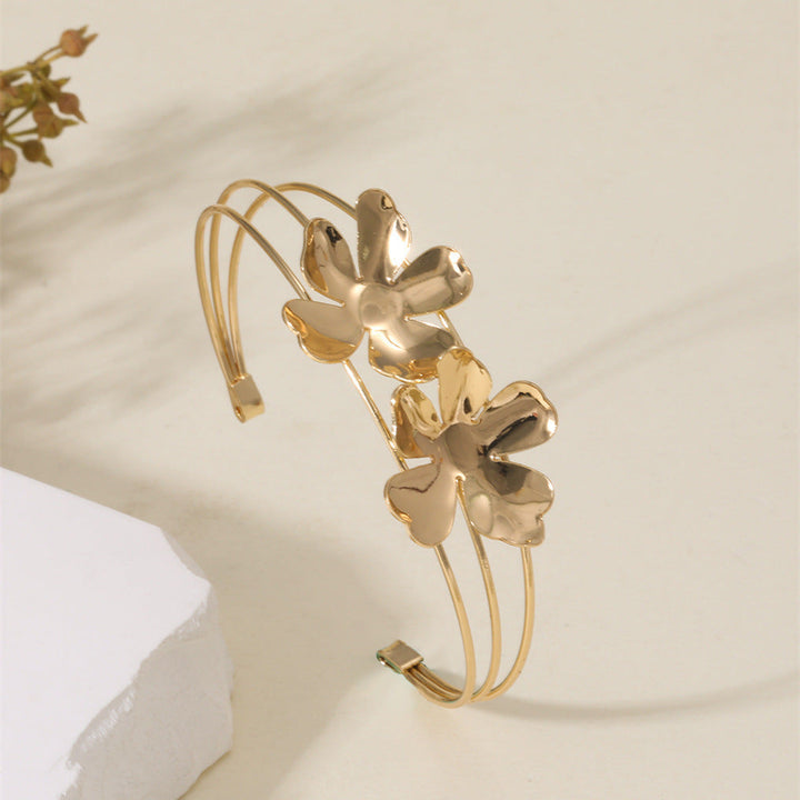 Women Open Bangle with Artistic Flower Motif All Fashion