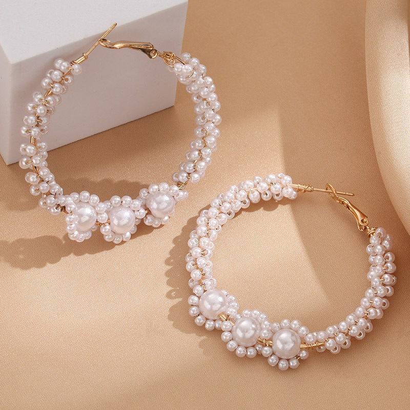 Women’s hoops with artistic pearl design All Fashion