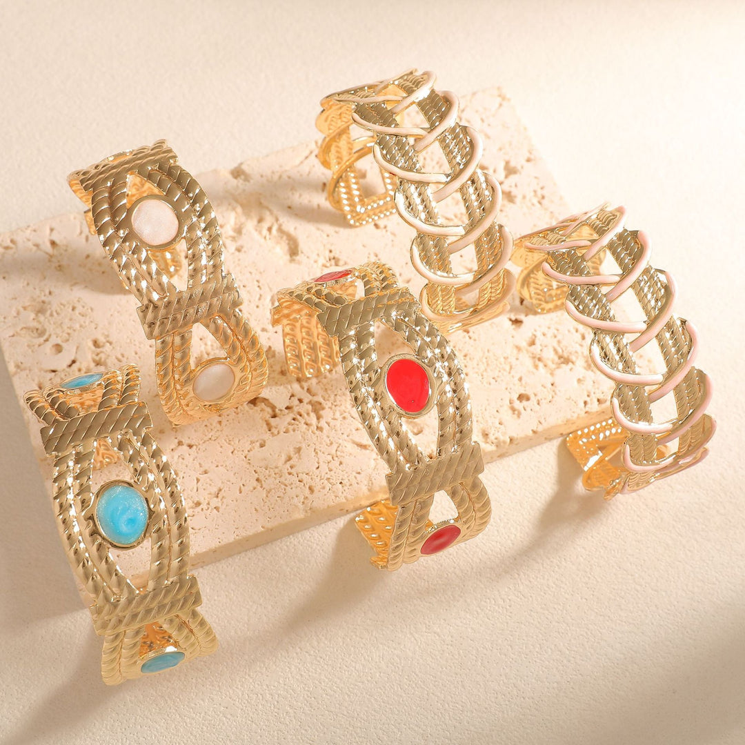 Women Open Bangle with Artistic Braiding Pattern All Fashion