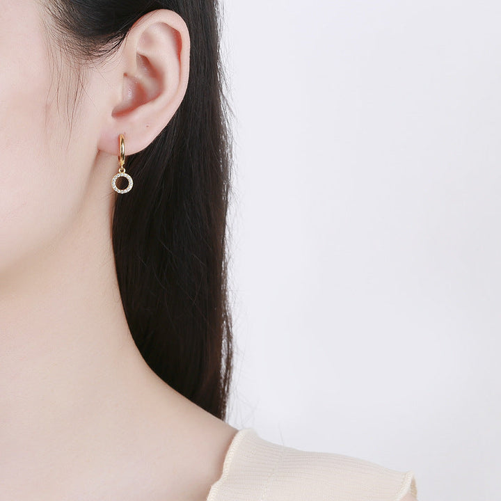 Women's earrings with sparkling circle pendant All Fashion
