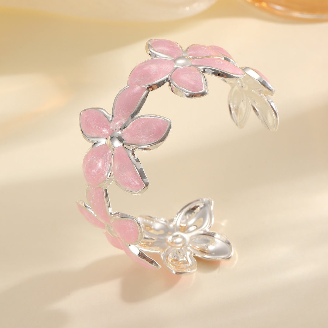 Ladies Open Bangle with Artistic Flower Design All Fashion