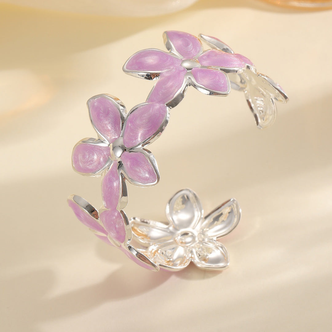 Ladies Open Bangle with Artistic Flower Design All Fashion