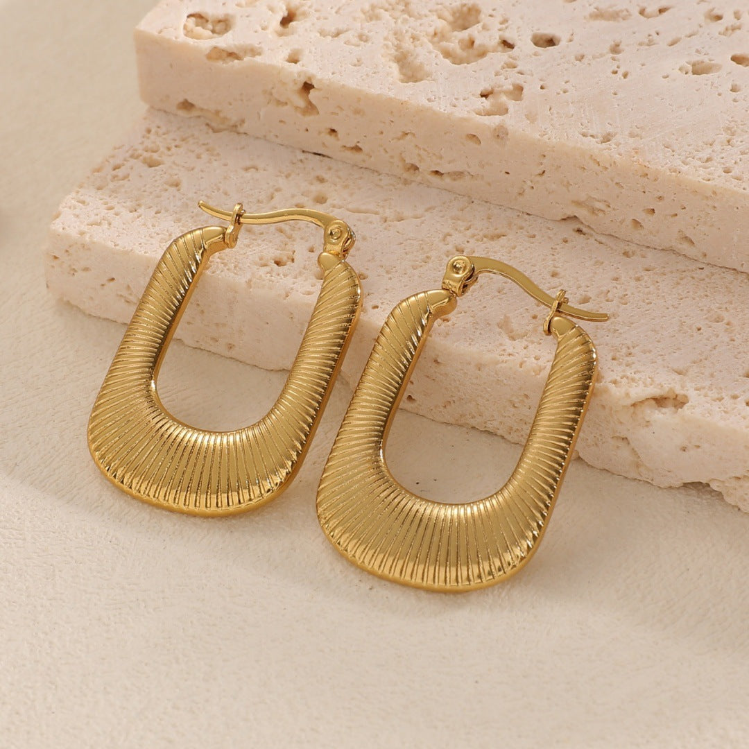 Women's Hanging Earrings with Integrated, Textured Design All Fashion