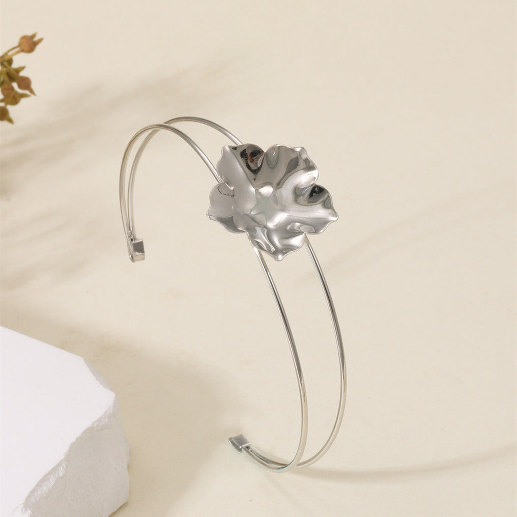Women Open Bangle with Artistic Flower Motif All Fashion