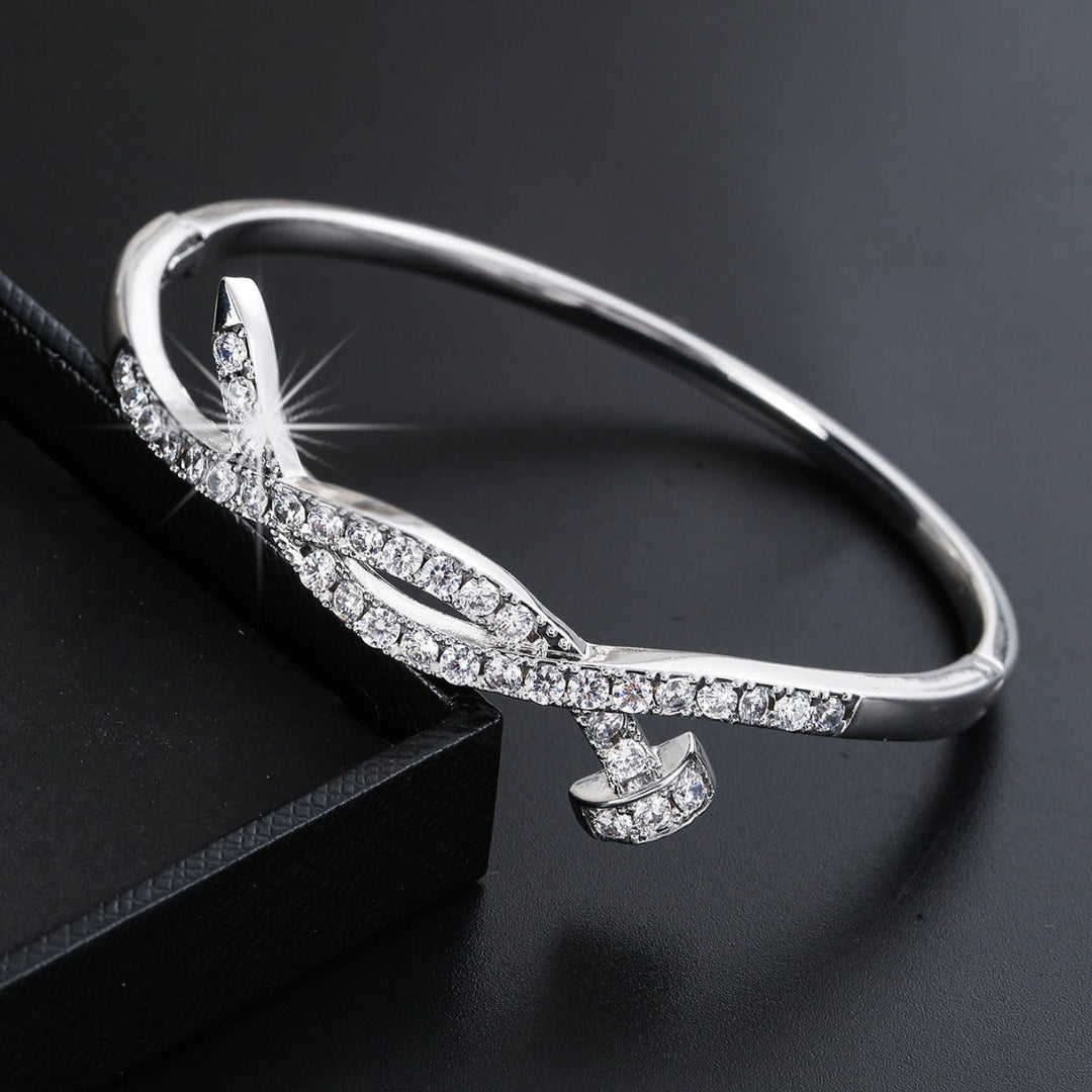 Ladies bracelet with elaborate infinity symbol and sparkling zirconia All Fashion