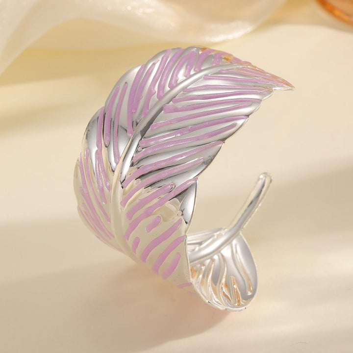 Ladies Open Cuff Bracelet in Tropical Leaf Design All Fashion