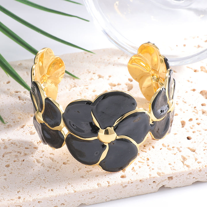 Ladies cuff bracelet with elaborate flower pattern All Fashion