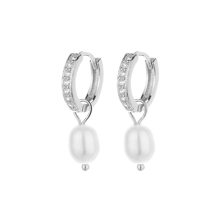 Ladies earrings with elegant zirconia decorations and pearl pendants All Fashion