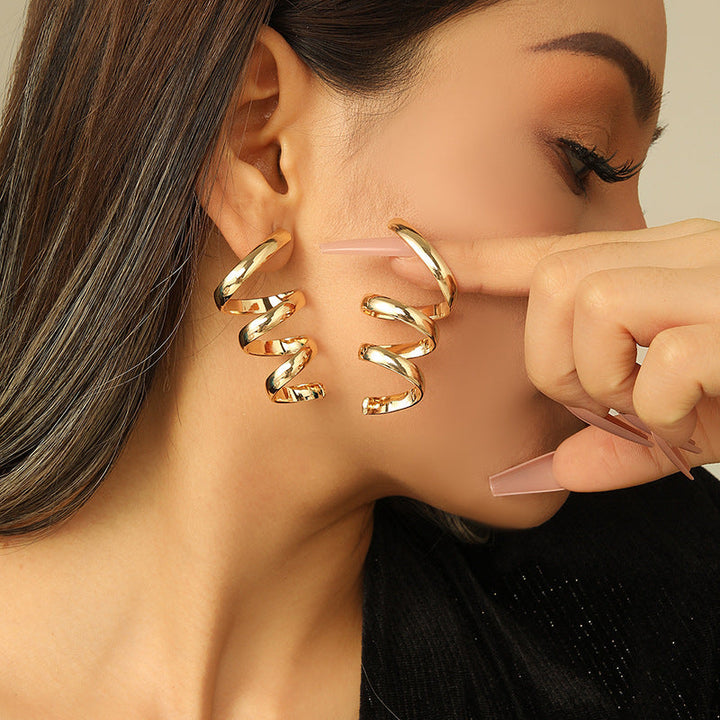 Women's Hanging Earrings with Elegant, Curved Design All Fashion