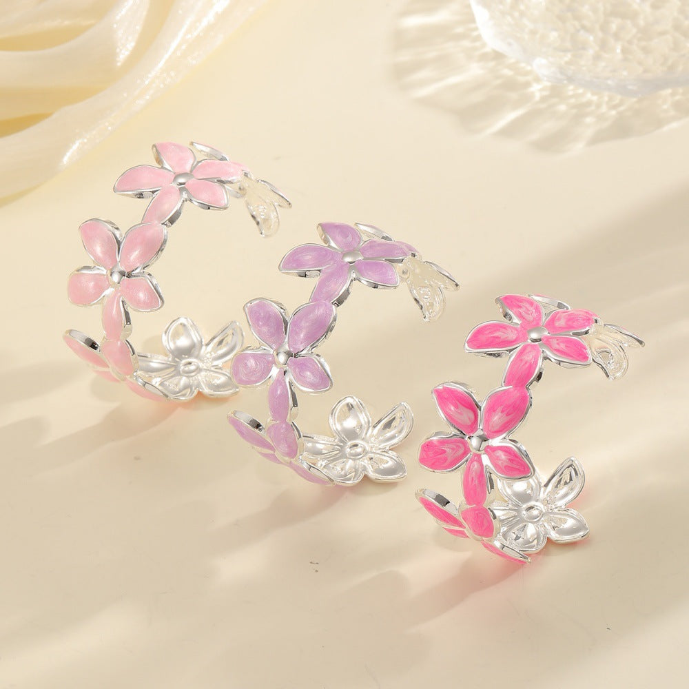 Ladies Open Bangle with Artistic Flower Design All Fashion