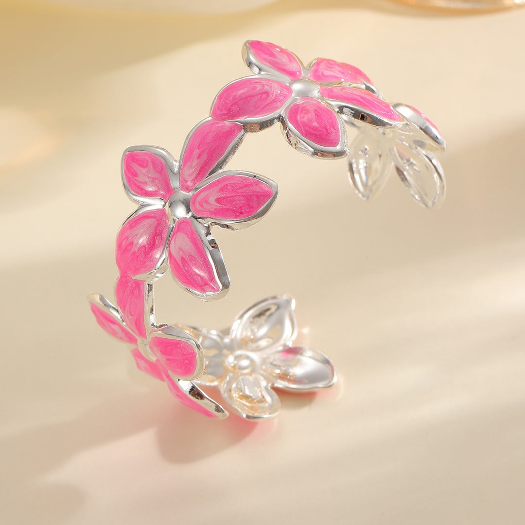 Ladies Open Bangle with Artistic Flower Design All Fashion