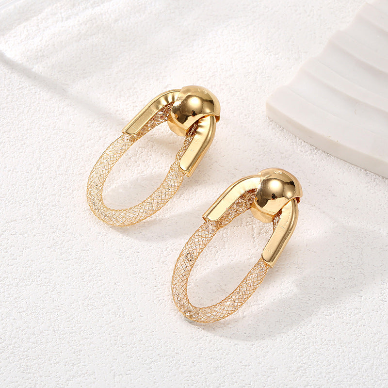 Ladies Hanging Earrings with Innovative, Gold-colored Design All Fashion