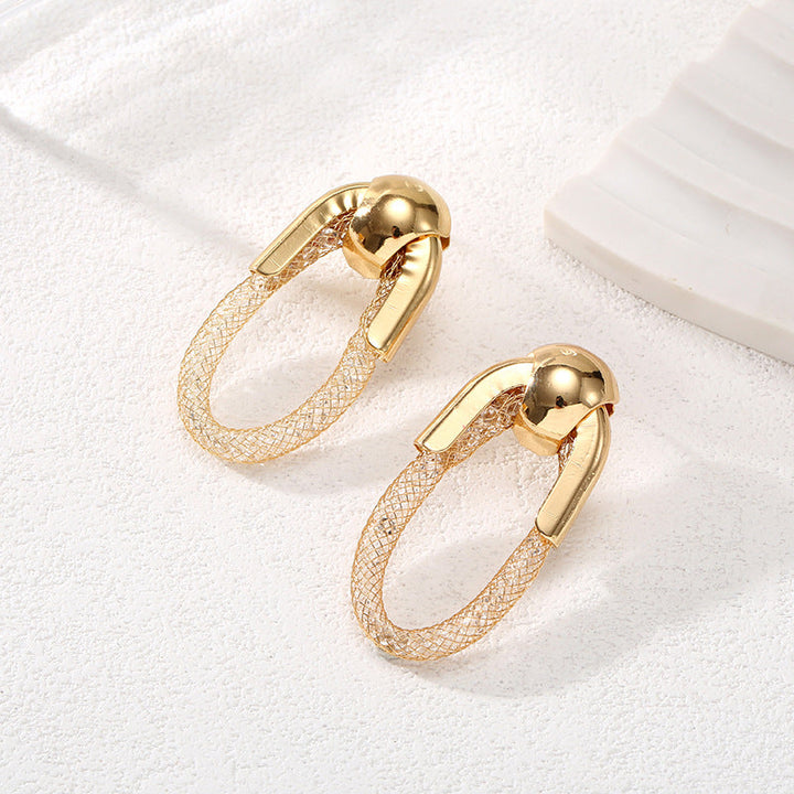 Ladies Hanging Earrings with Innovative, Gold-colored Design All Fashion