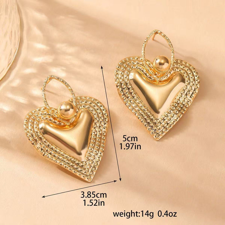 Ladies Heart-Shaped Earrings with Sparkling Zircon Decorations All Fashion