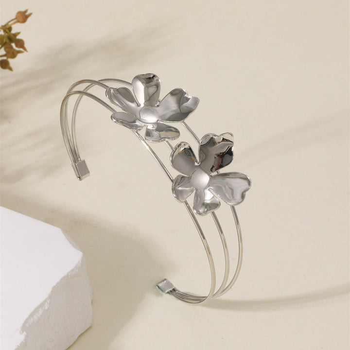Women Open Bangle with Artistic Flower Motif All Fashion