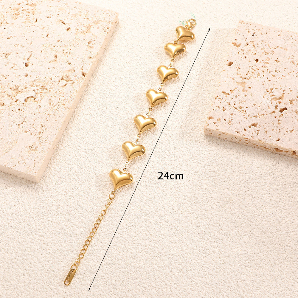 Ladies' bracelet with elegant heart design and fine link chain All Fashion