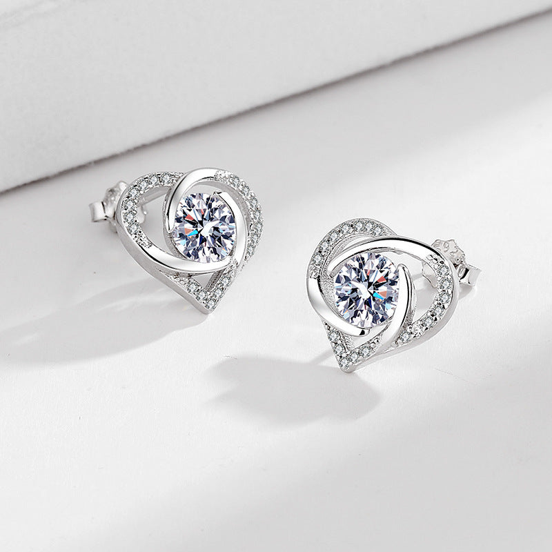 Ladies earrings in elegant heart design with shimmering zirconia All Fashion