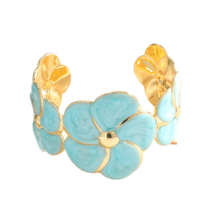 Ladies cuff bracelet with elaborate flower pattern All Fashion