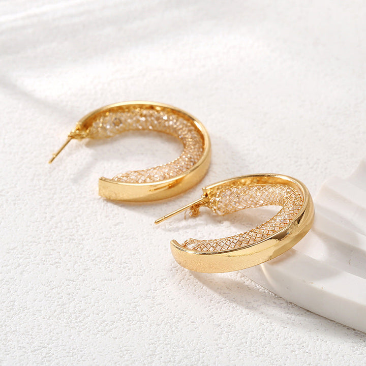 Ladies Hanging Earrings with Innovative, Gold-colored Design All Fashion