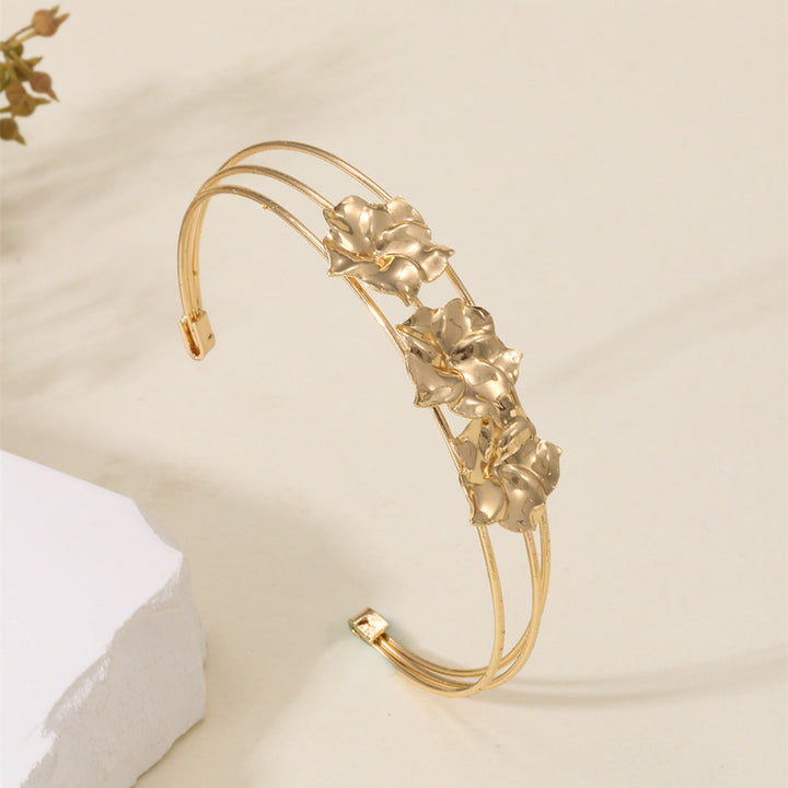 Women Open Bangle with Artistic Flower Motif All Fashion