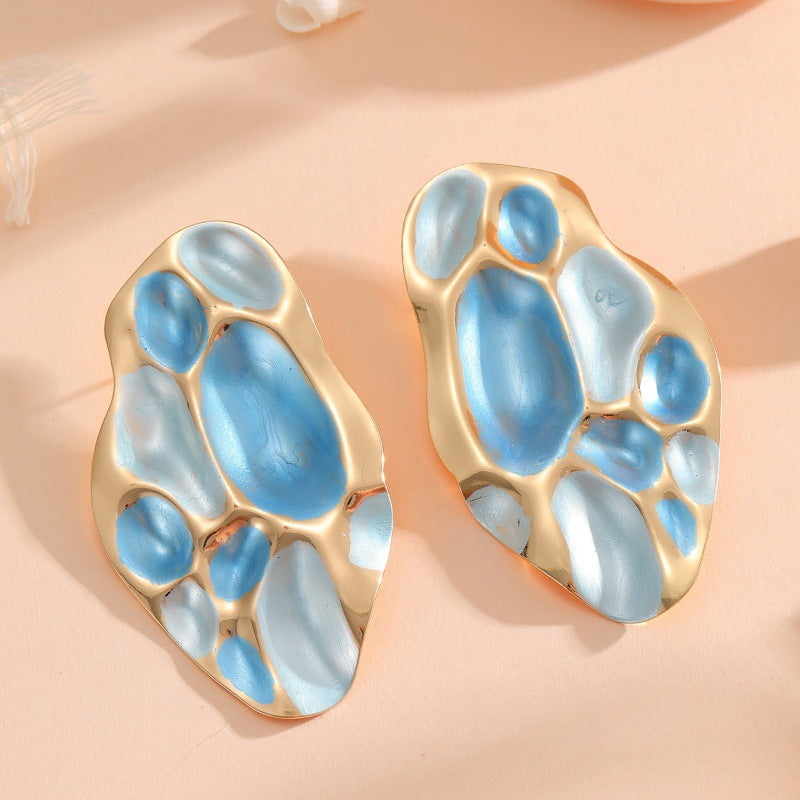 Ladies ear clips with elaborate, colorful shell design All Fashion