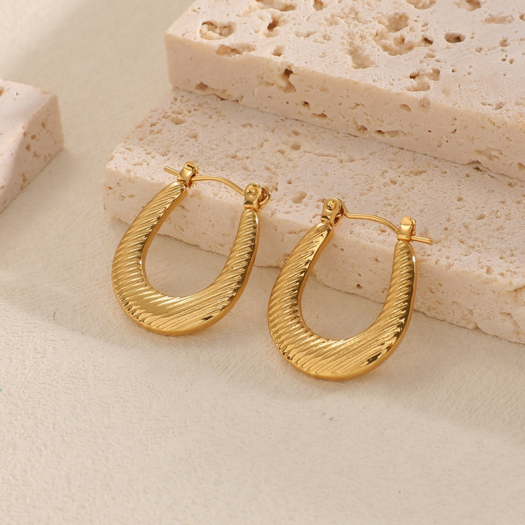 Women's Hanging Earrings with Integrated, Textured Design All Fashion