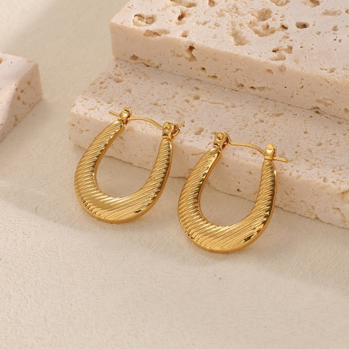 Women's Hanging Earrings with Integrated, Textured Design All Fashion