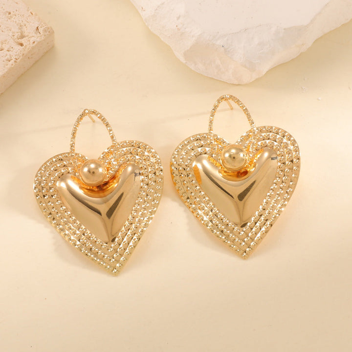 Ladies Heart-Shaped Earrings with Sparkling Zircon Decorations All Fashion