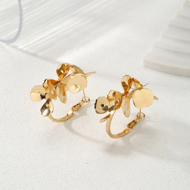 Ladies Creoles with artistic floral ornament All Fashion