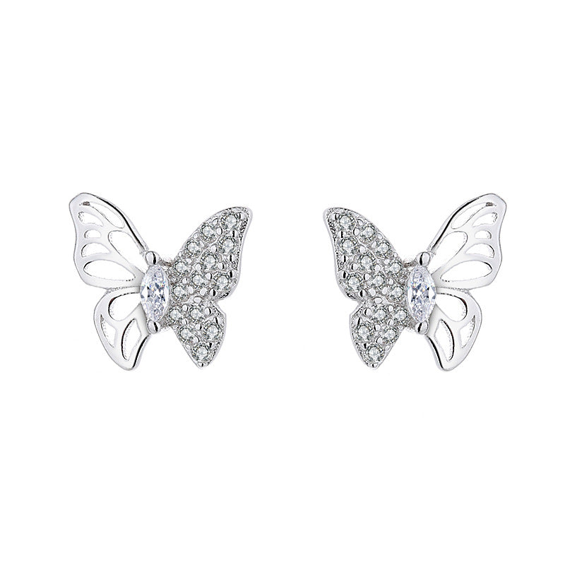 Ladies earrings in an elegant butterfly design with sparkling zirconia All Fashion