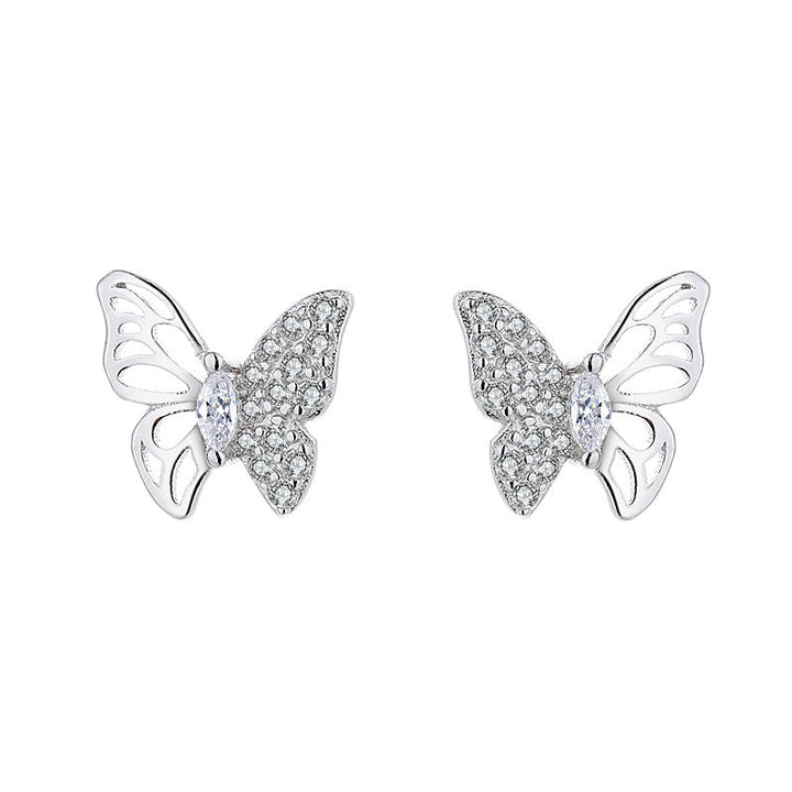 Ladies earrings in an elegant butterfly design with sparkling zirconia All Fashion