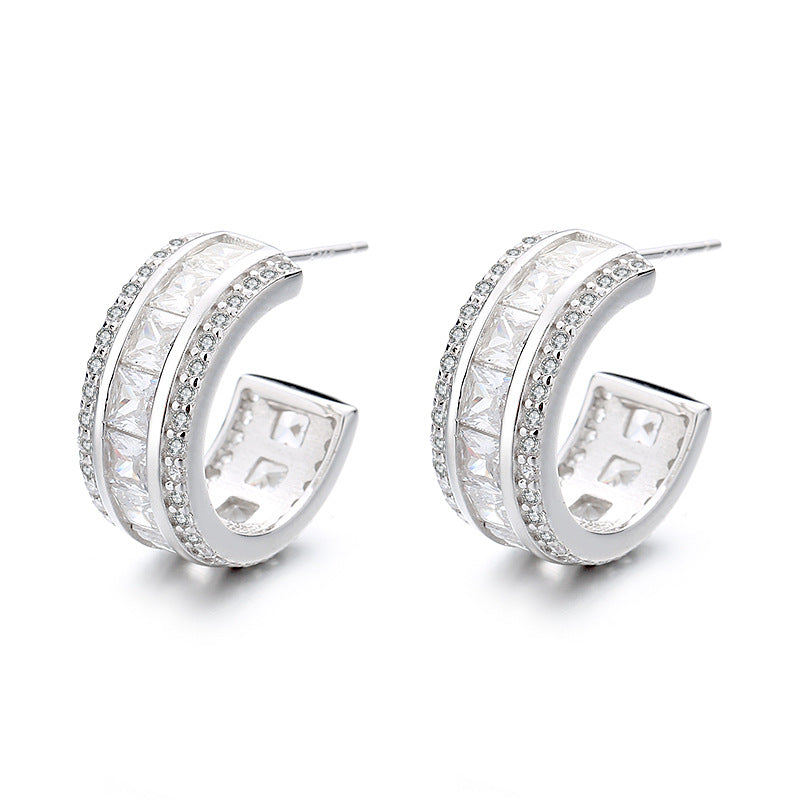 Women's stud earrings with elegant crystal and zirconia embellishment All Fashion