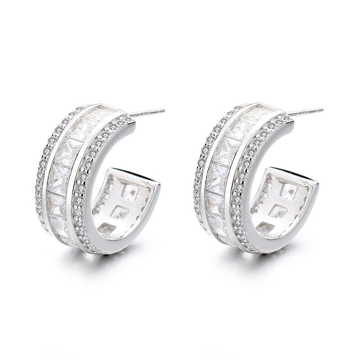 Women's stud earrings with elegant crystal and zirconia embellishment All Fashion
