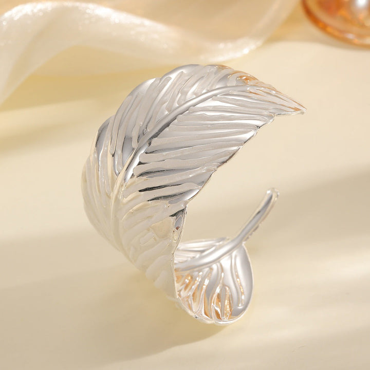 Ladies Open Cuff Bracelet in Tropical Leaf Design All Fashion