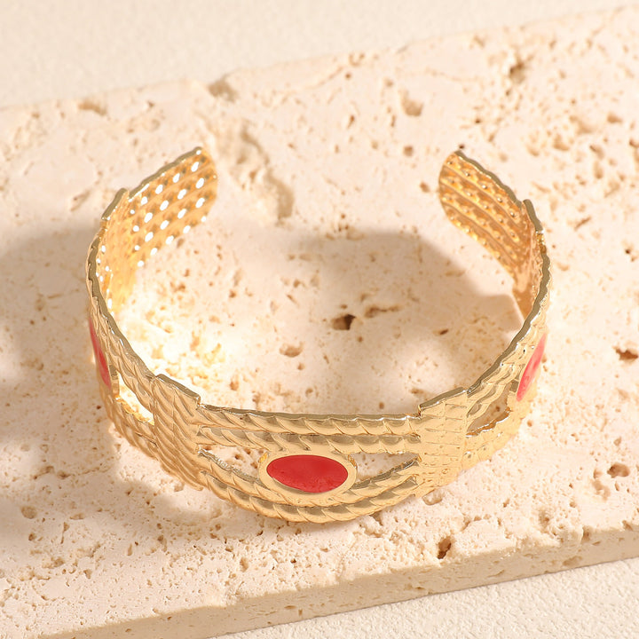 Women Open Bangle with Artistic Braiding Pattern All Fashion