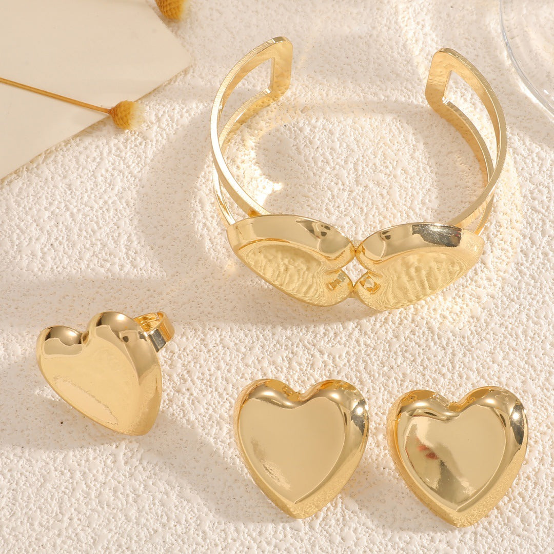 Women's Open Bangle with Elegant Heart Shape All Fashion