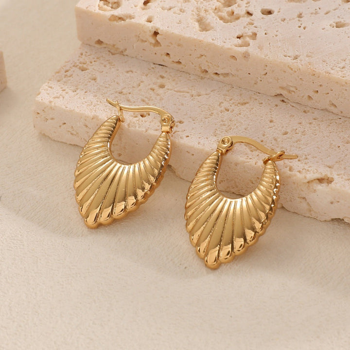 Women's Hanging Earrings with Integrated, Textured Design All Fashion